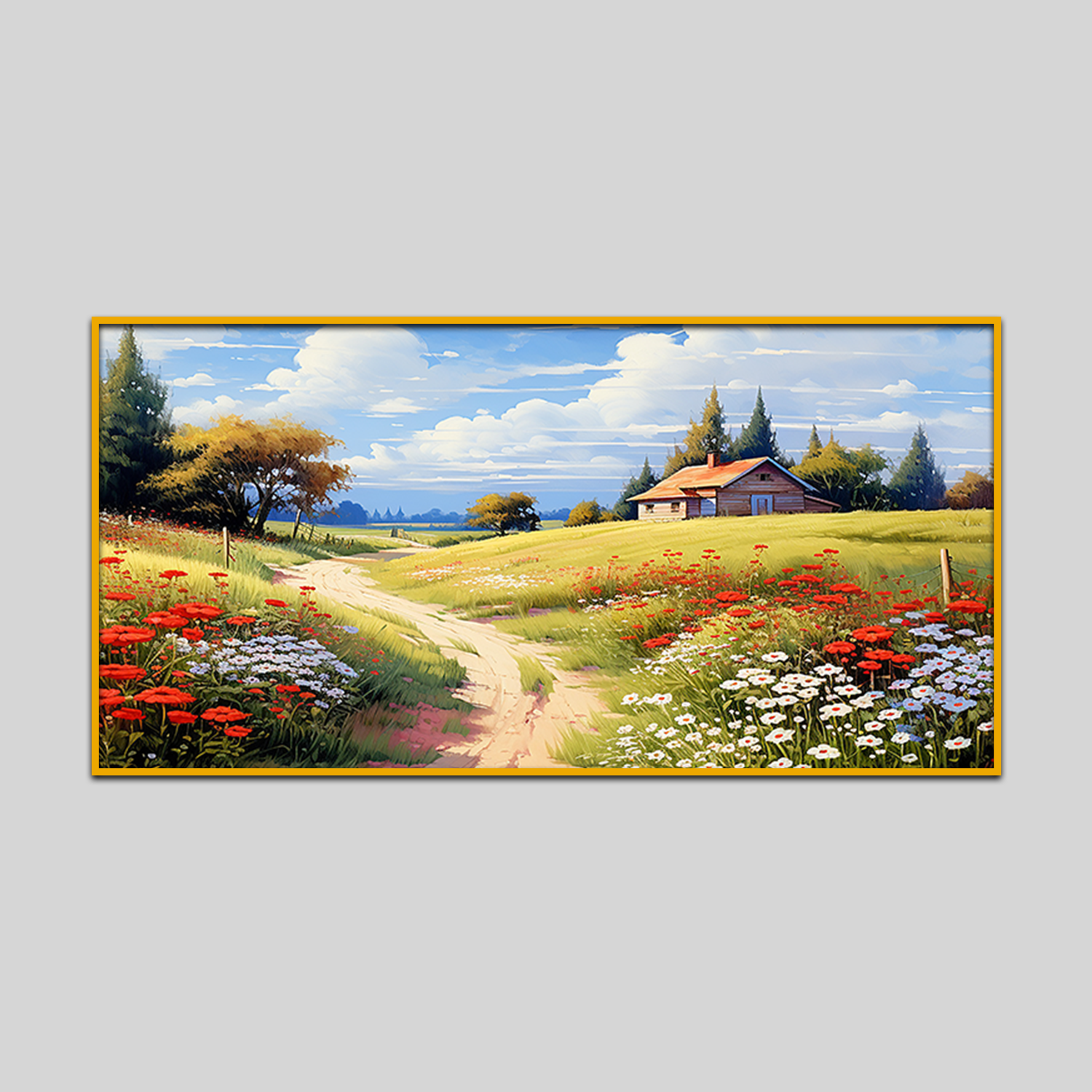 Summer Haven Beautiful Landscape with Flowers Canvas Wall Paintings Secondary image