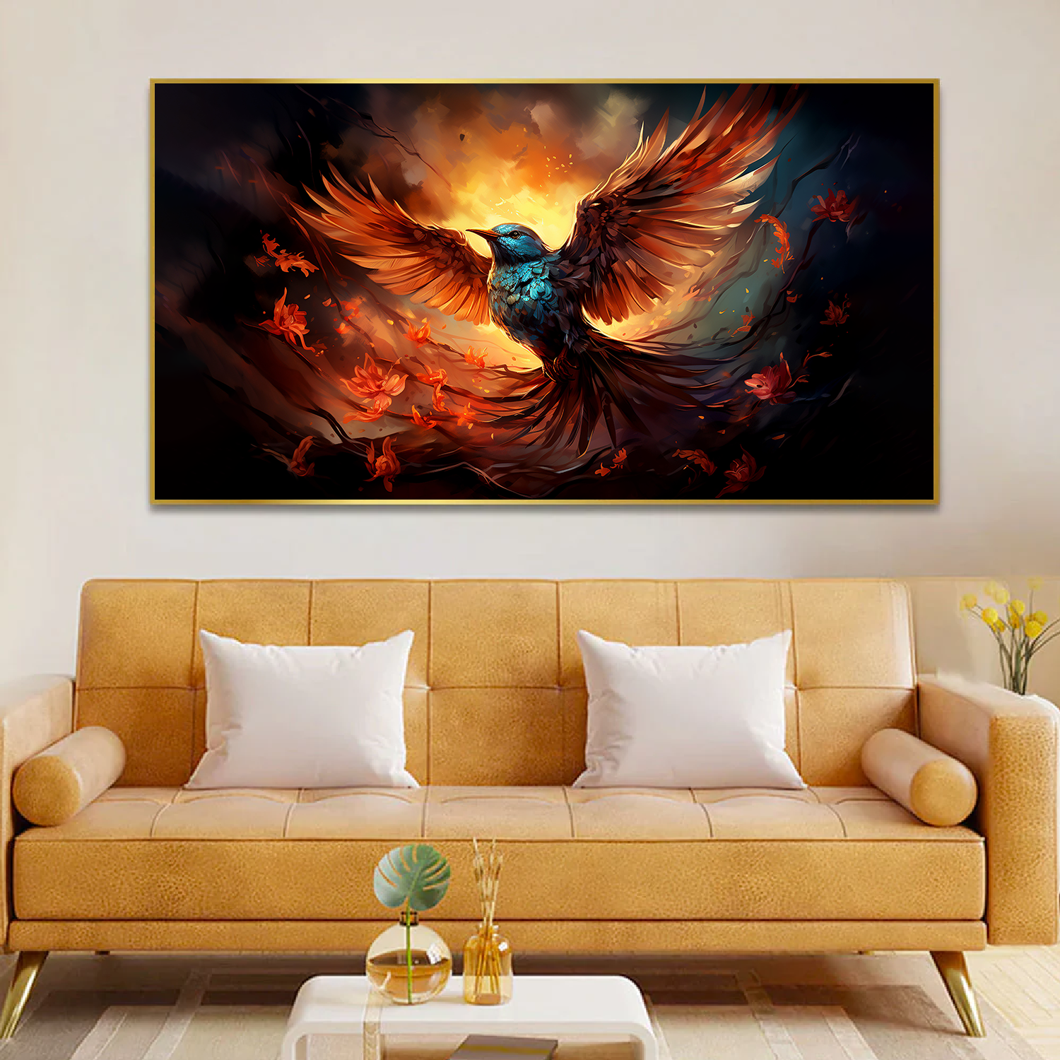 Vibrant Phoenix Bird Vaastu Canvas Wall Paintings Main image