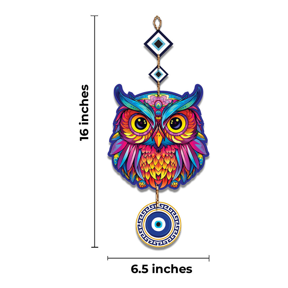 Wooden Owl Evil Eye Wall Hanging for Wall Decor Secondary image