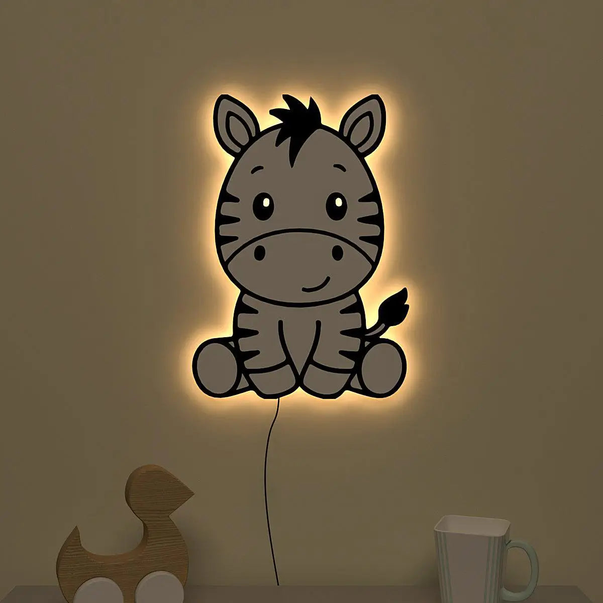 Baby Zebra Backlit Wooden Wall Décor Main image