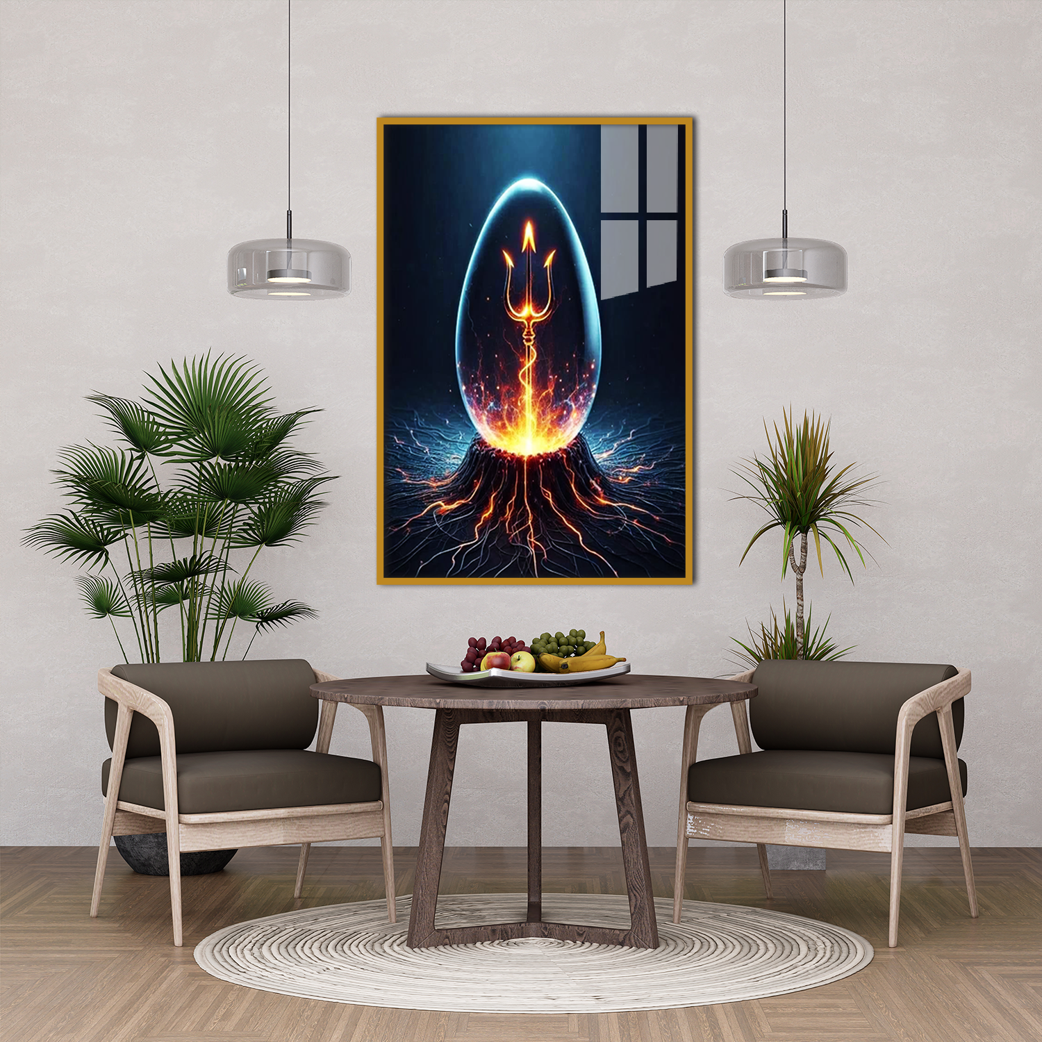 Shivling and Trishul Shiva Acrylic Painting – Divine Home Décor Main image