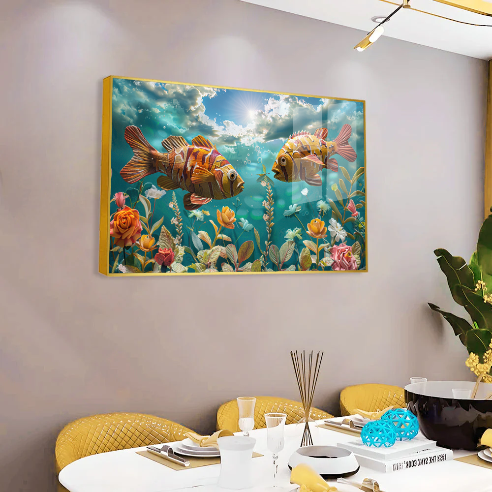 Auspicious Vibrant Fish Acrylic Wall Art Secondary image