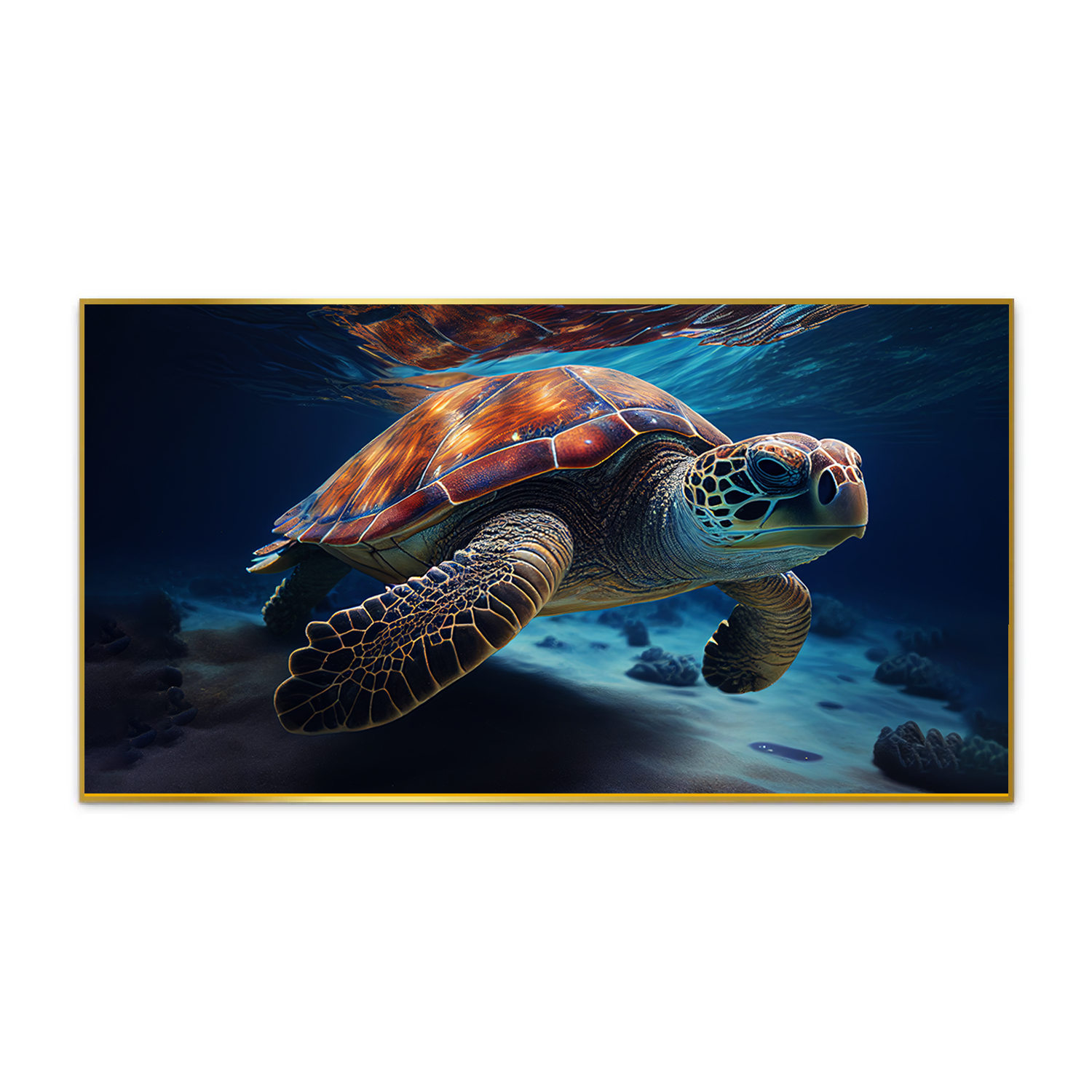 Beautiful Green Sea Turtle Swims Canvas Wall Paintings