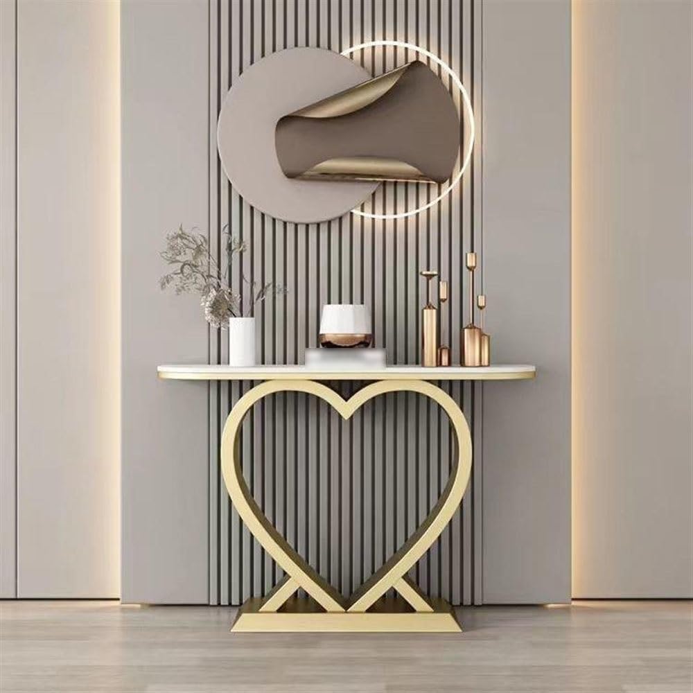 Artistic Marble Console Featuring Unique Gold Heart Frame Main image