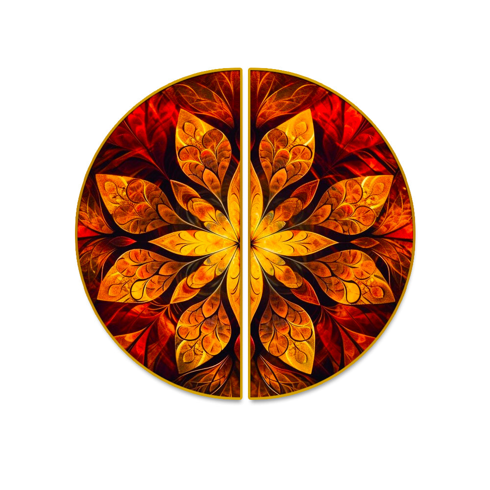 Royal Golden Leaf Semi Circle Wall Paintings & Art Secondary image