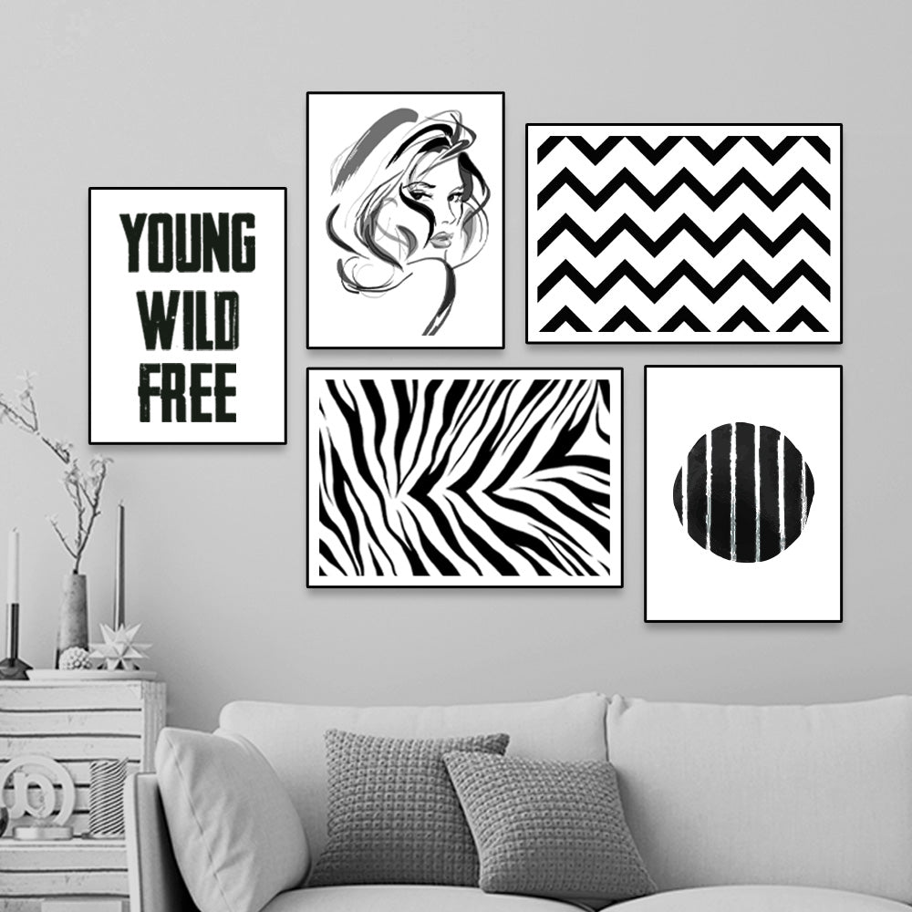 Young Wild Free Monochrome Frame Set of 5 Main image