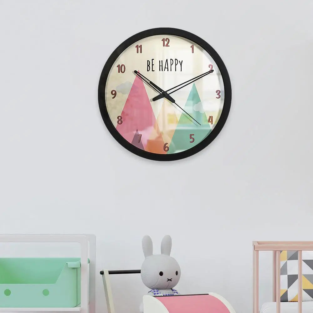Be Happy Mountains Kids Wall Clock Main image
