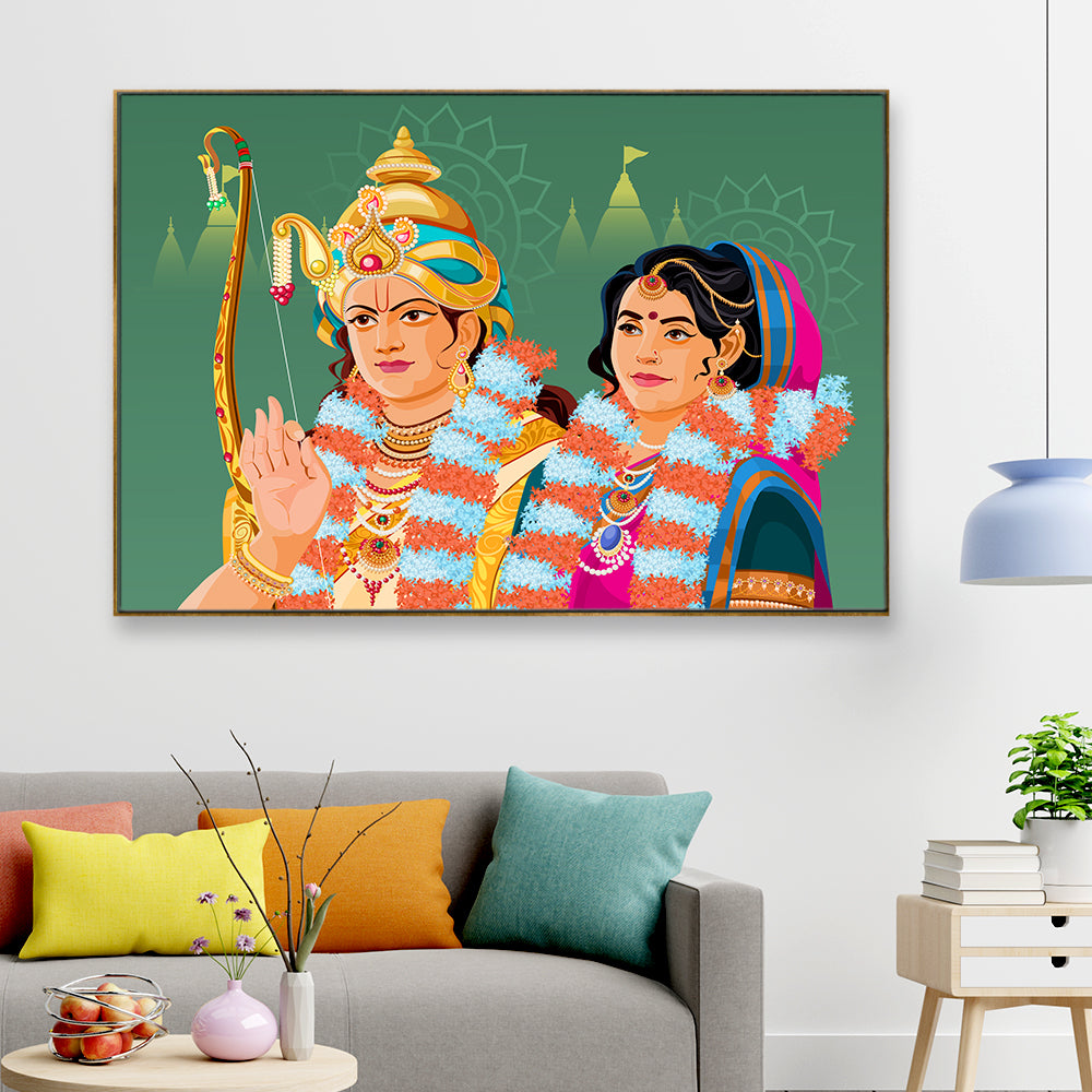 Shri Ram-Sita Ji Wall Canvas Painting for Mandir/Living Room Main image