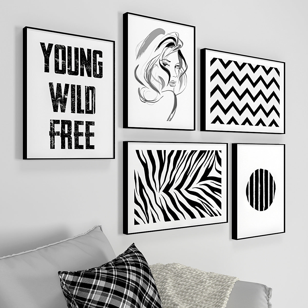Young Wild Free Monochrome Frame Set of 5 Secondary image
