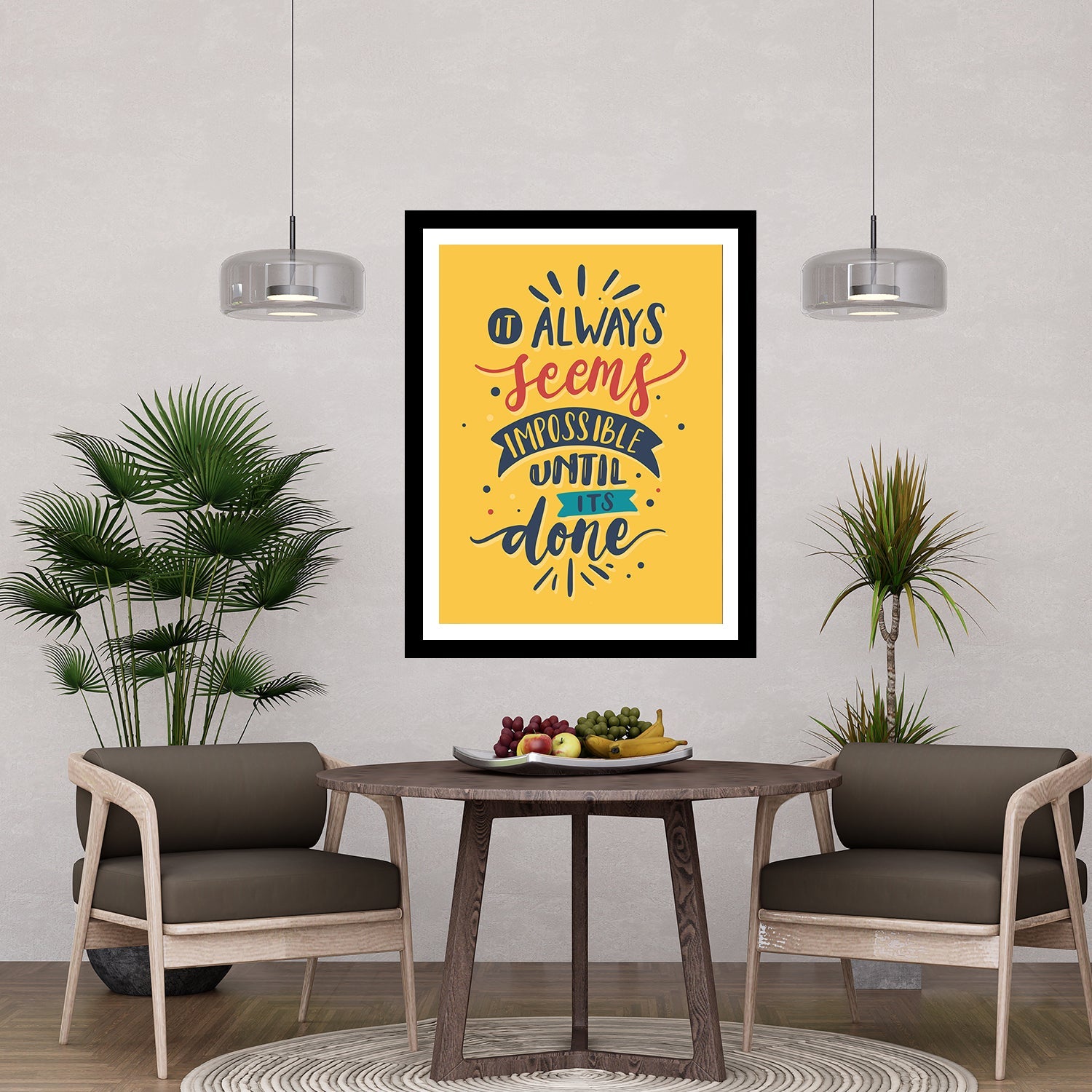 Always Seems Impossible Until Done Motivational Posters Wall Frames for Students, Business, Employees, Startup Secondary image