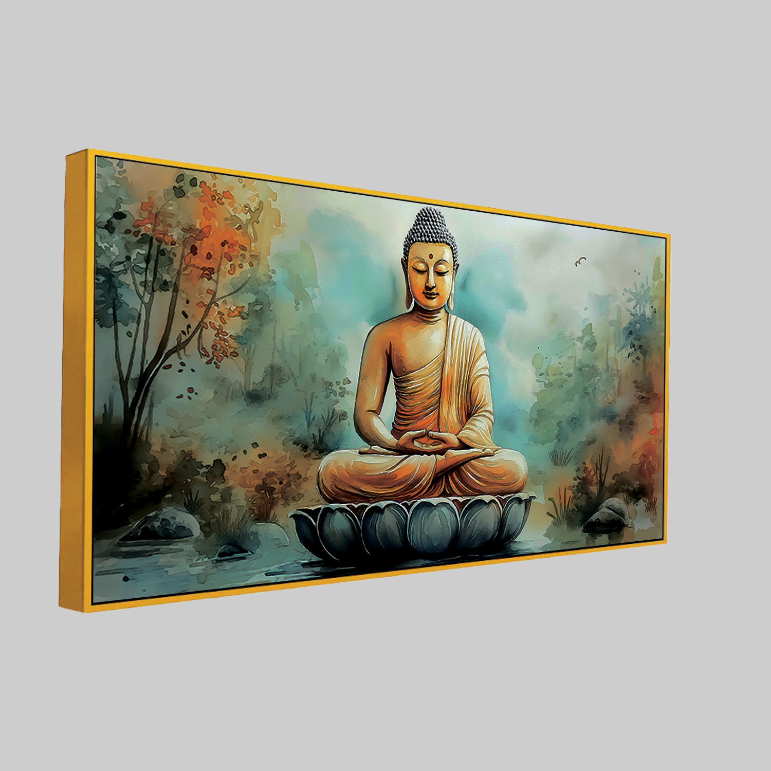 Tranquil Gautam Buddha Landscape Canvas Wall Paintings Online Secondary image