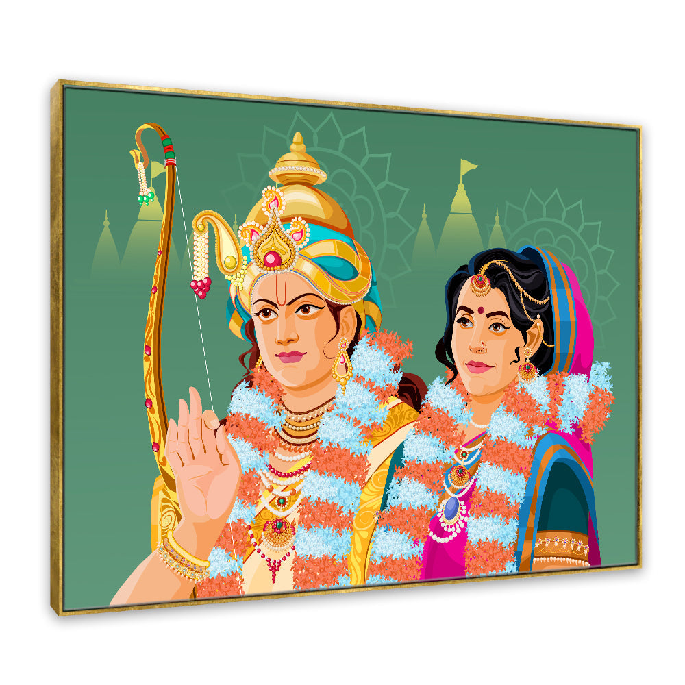 Shri Ram-Sita Ji Wall Canvas Painting for Mandir/Living Room Secondary image