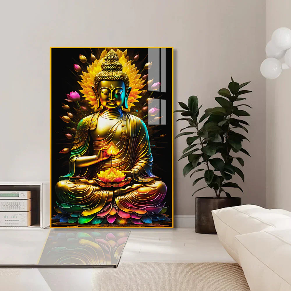 Beautiful Meditation Gautam Buddha Acrylic Wall Paintings & Arts Clearance Sale