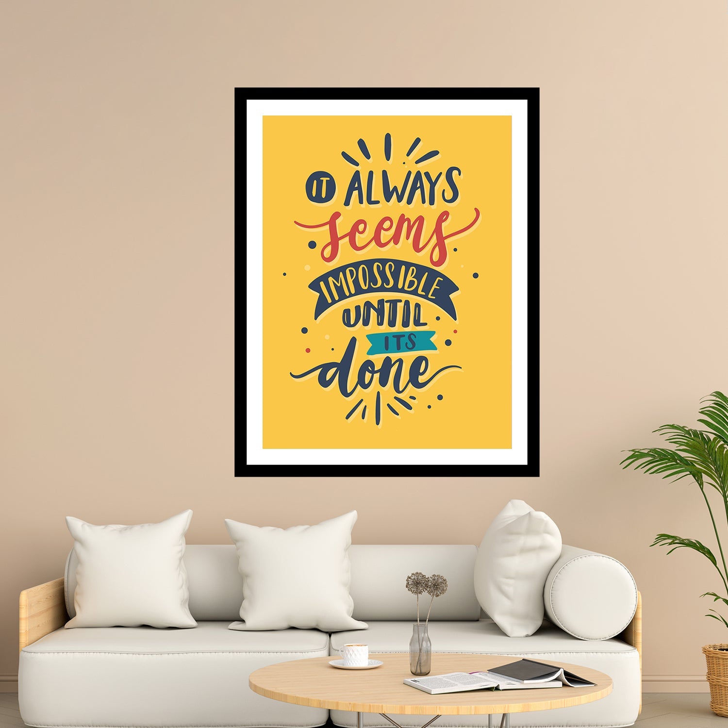 Always Seems Impossible Until Done Motivational Posters Wall Frames for Students, Business, Employees, Startup Main image