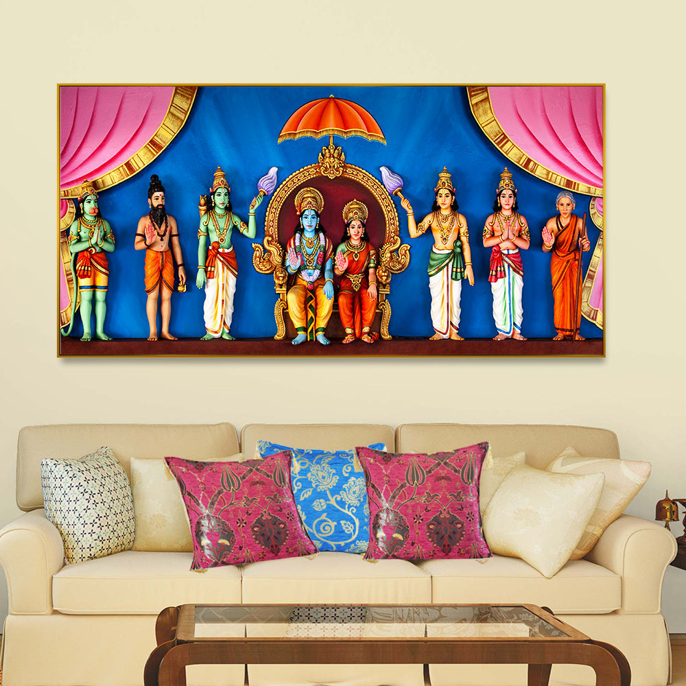 Spiritual Lord Ram Darbar Canvas Wall Painting for Home Main image
