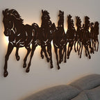 7 Horses Backlit Wooden Wall Decor