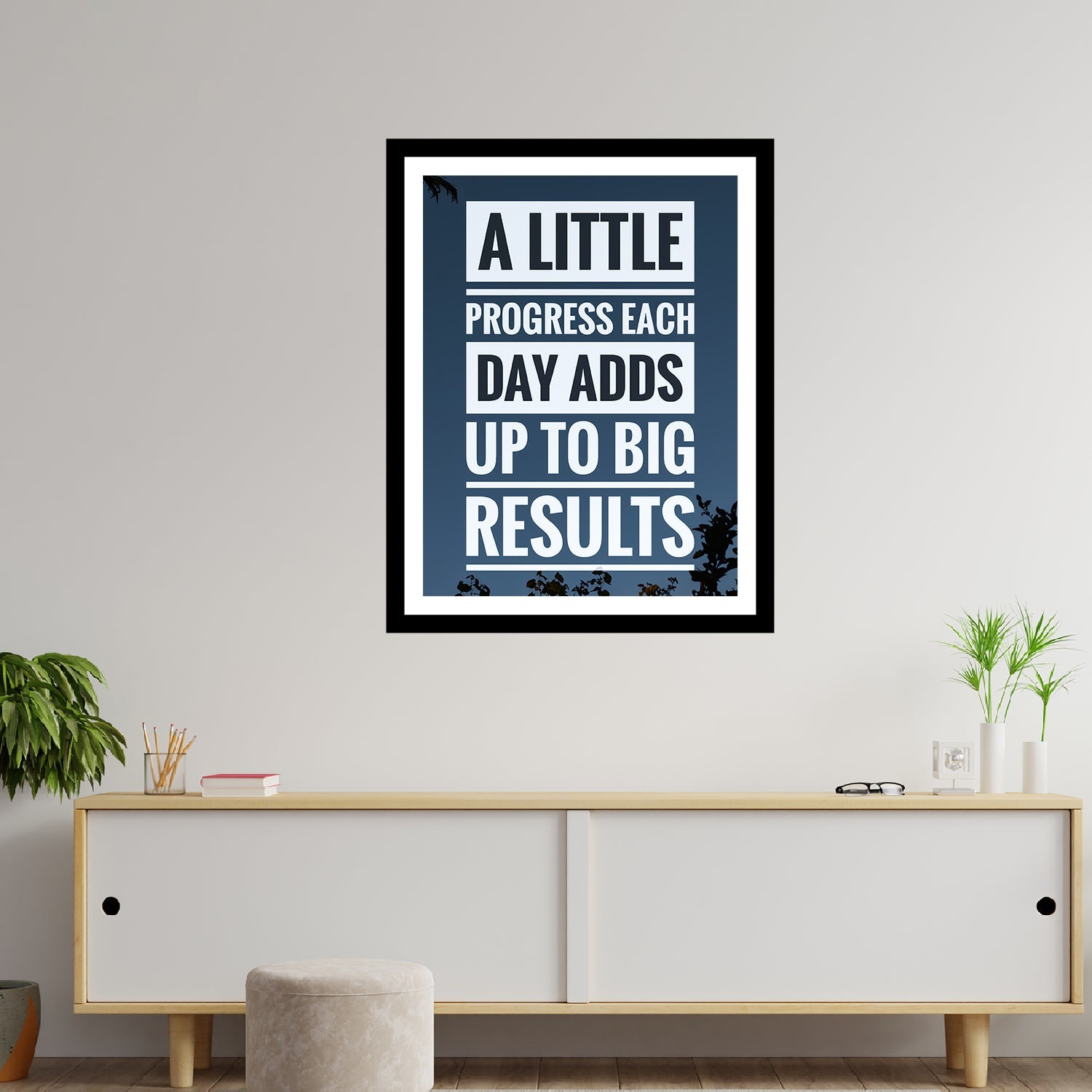 A Little Progress Each Day Adds Up To Big Results Premium Motivational Quotes Photo Frame Main image