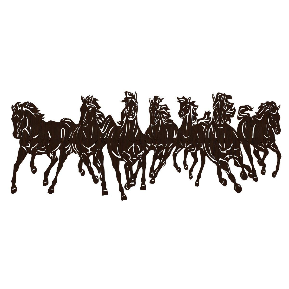 7 Horses Backlit Wooden Wall Decor