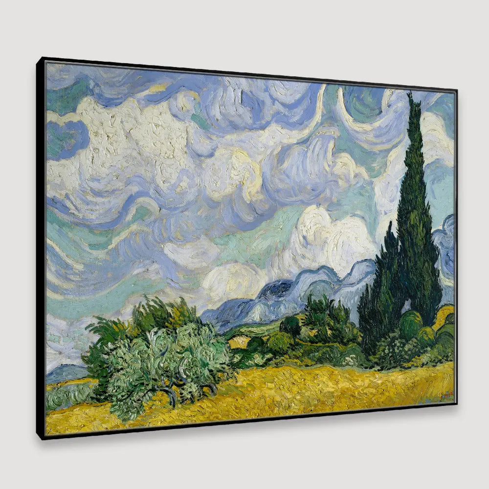 Wheat Field with Cypresses Framed Wall Art Secondary image