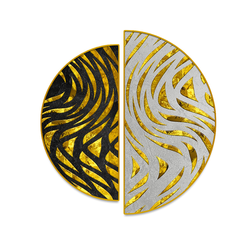 Abstract Golden Plates Semi Circle Canvas Wall Paintings & Arts Secondary image