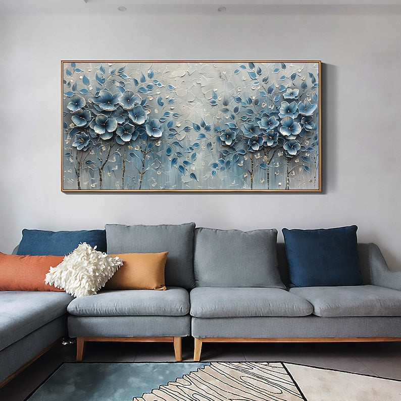 Abstract Flower Painting on Canvas, Large Canvas Wall Art, Original Red Floral Landscape Wall Art Custom Painting Living Room Home Decor Online Main image