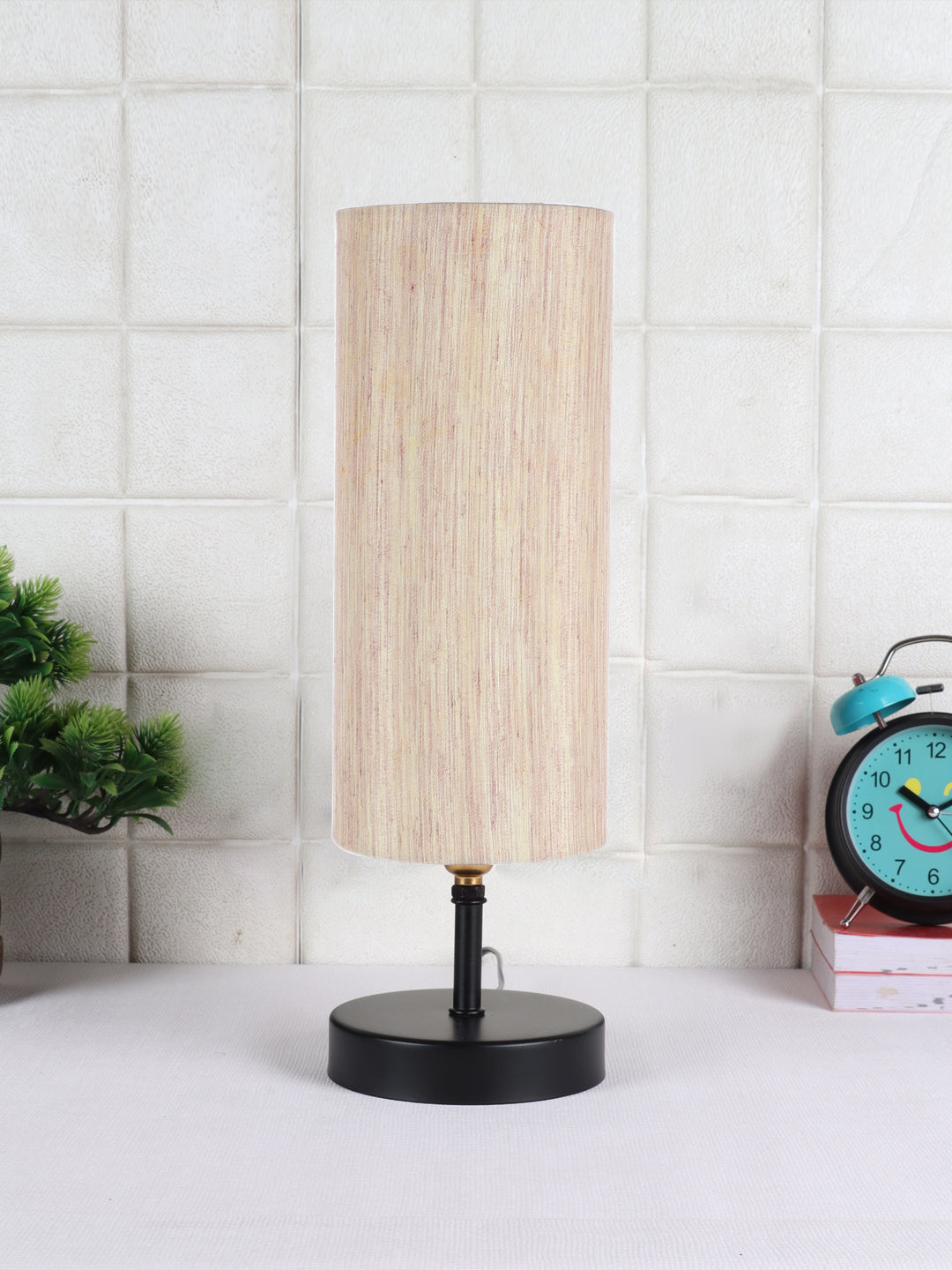 Wood Table Lamp with Off-white Cotton Shade (ACAP04) Secondary image