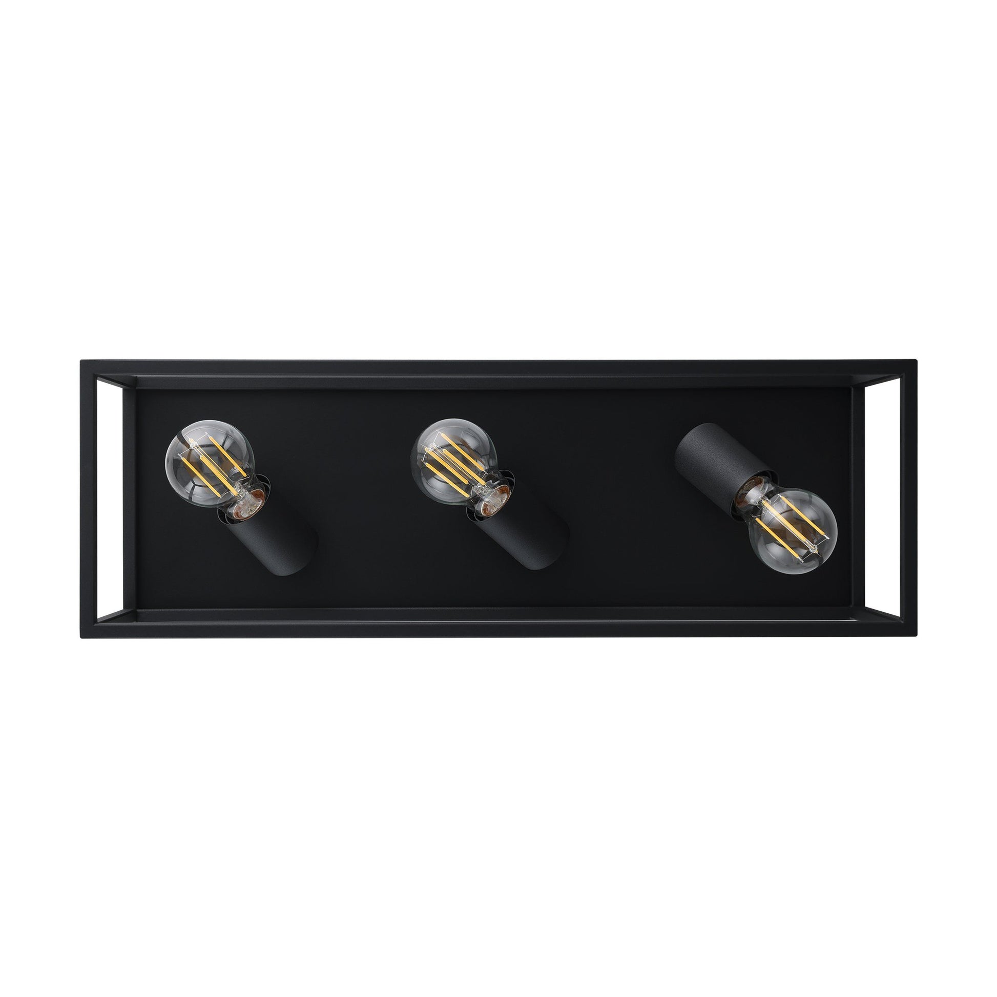 3 Bulb Steel Ceiling Light With Black Clear Glass