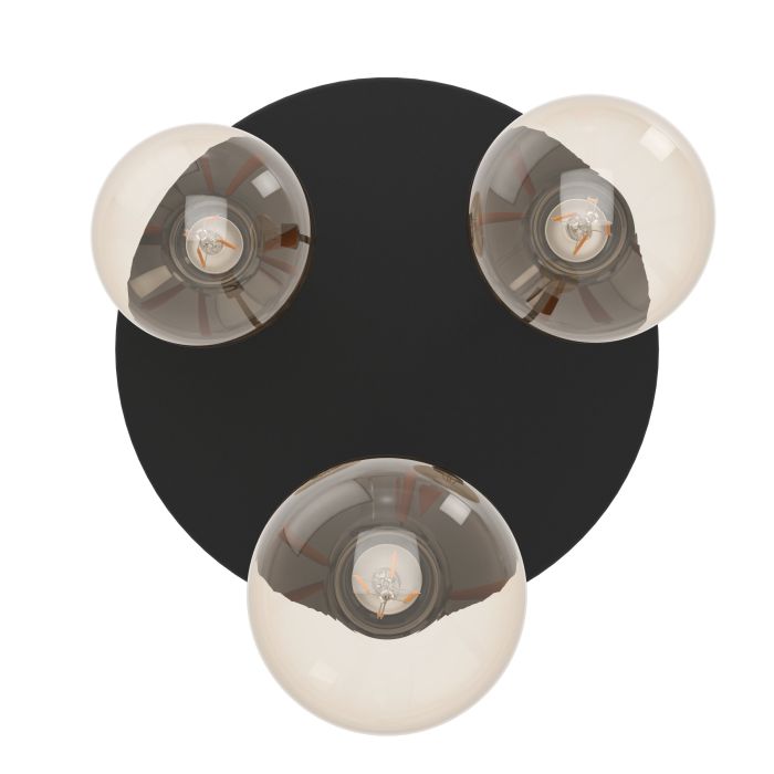 3 Bulbs Black Steel Rounded Shaped Ceiling Light