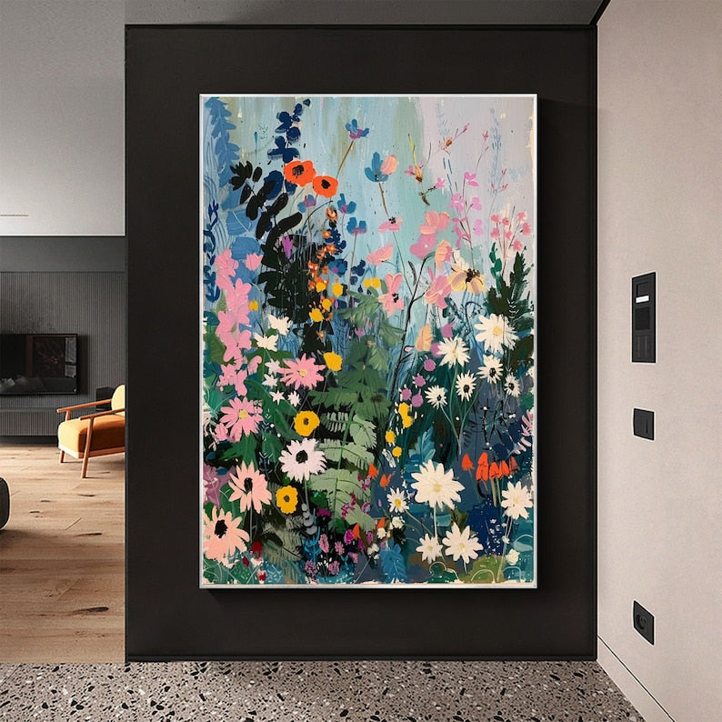 Abstract Blossom Floral Painting on Canvas, Original Large 3D Textured Flower Wall Art Custom Modern Fashion Living Room Bedroom Decor Online Secondary image