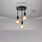 3 Bulbs Black Steel Rounded Shaped Ceiling Light
