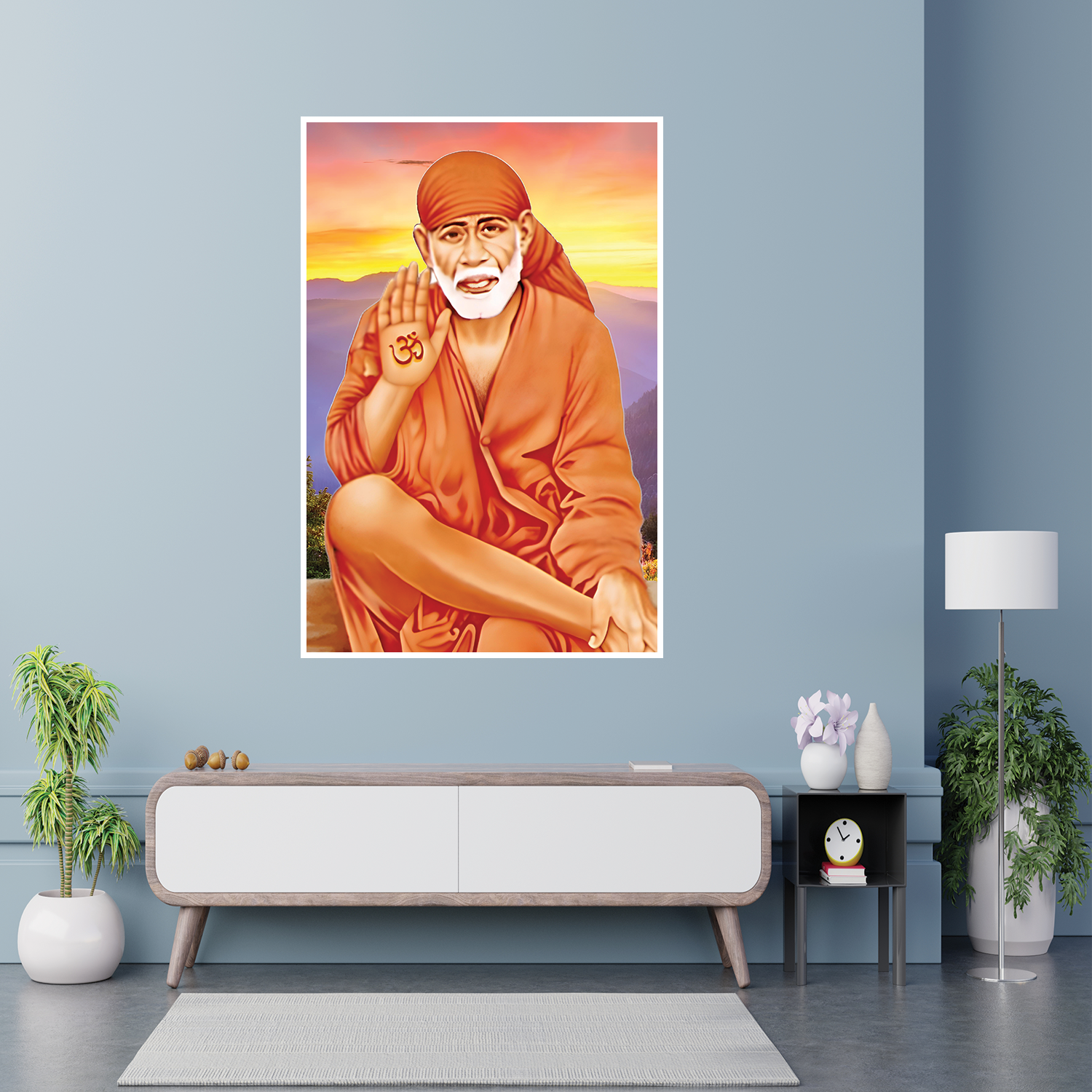 Shirdi Sai Baba Om Sai Ram Wall Painting for Positive Energy Main image