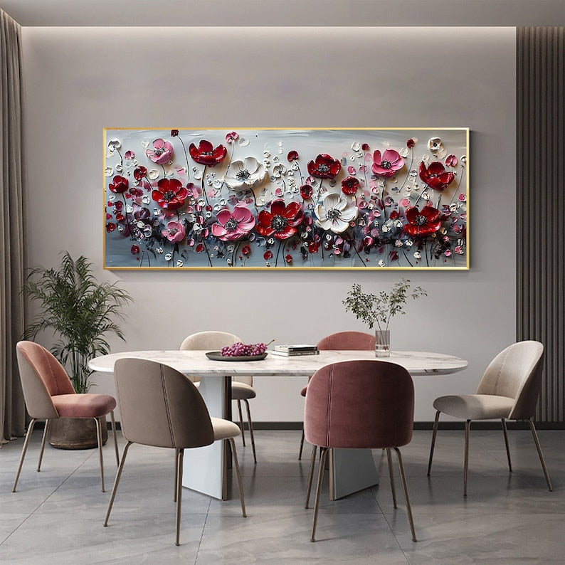 Abstract Flower Landscape Painting on Canvas Large Wall Art, Original Texture Floral Wall Art, Modern Bedroom Wall Decor HanVMade Gift Online