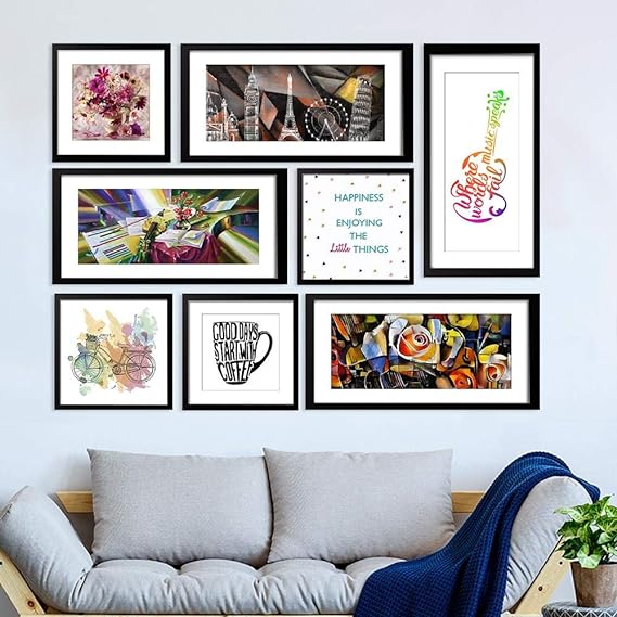 Beautiful Designer Art and Quote Collage Photo Frames Set of 8 For Office or Home Main image