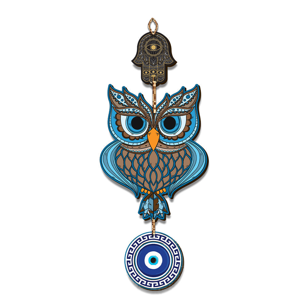 Wooden Owl Evil Eye  Nazar-Battu Wall Hanging for Wall Decor Main image