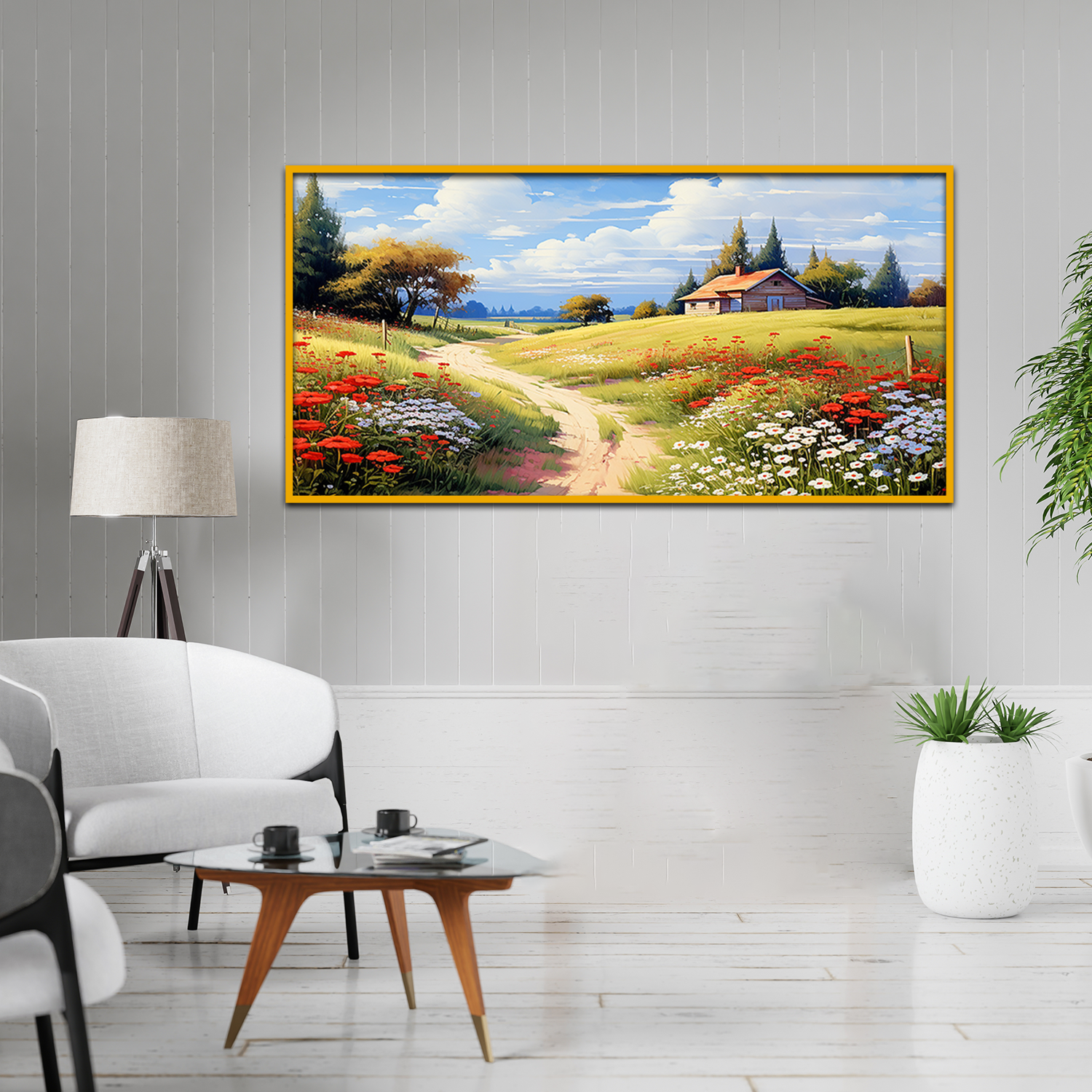 Summer Haven Beautiful Landscape with Flowers Canvas Wall Paintings Main image