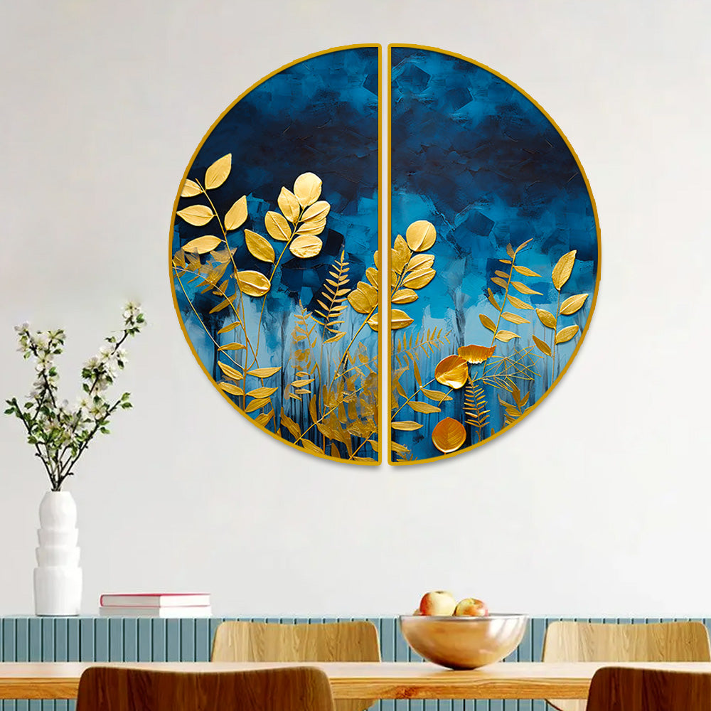 Abstract Porch Golden Background Art Semi Circle Frames Set Of 2 Main image
