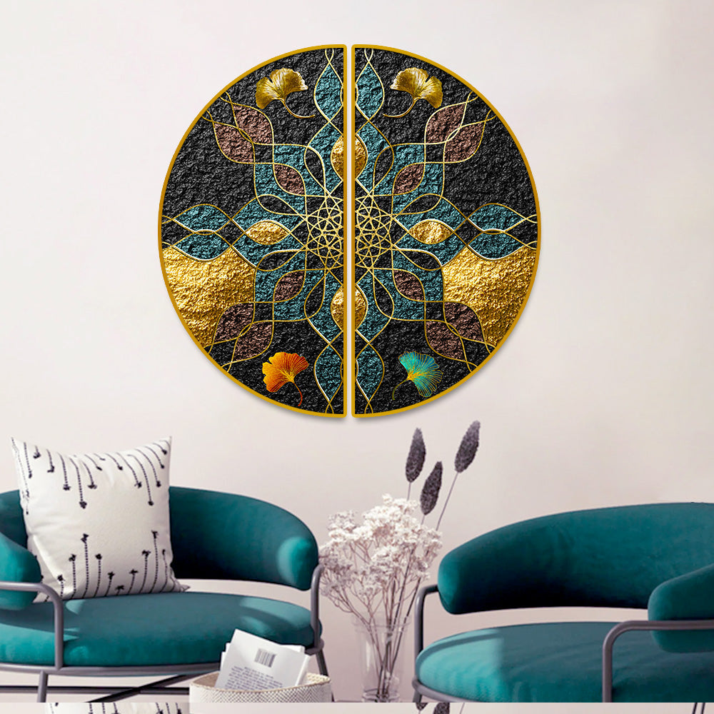 Abstract Geometry, Color Piece, Porch, Golden Background. The Fashion Of Modern Semi Circle Wall Paintings & Art Main image