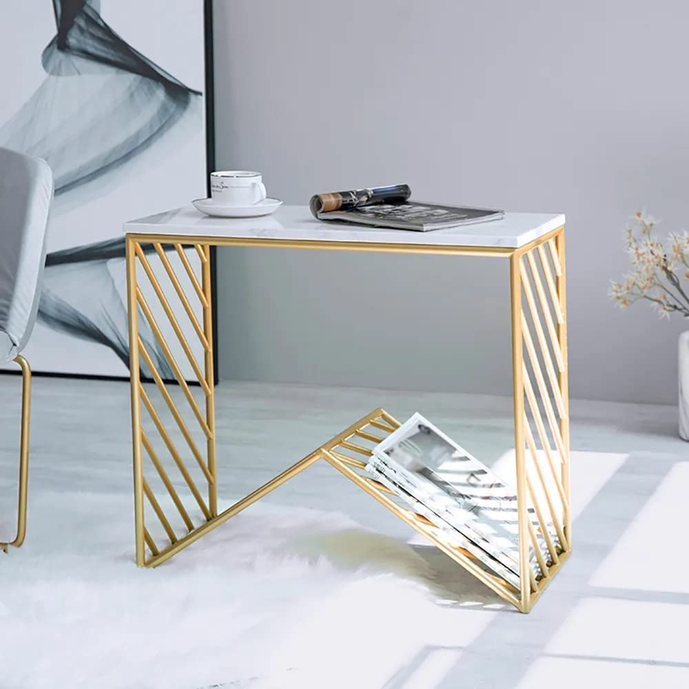 W-Base White Marble Top Console Table Secondary image