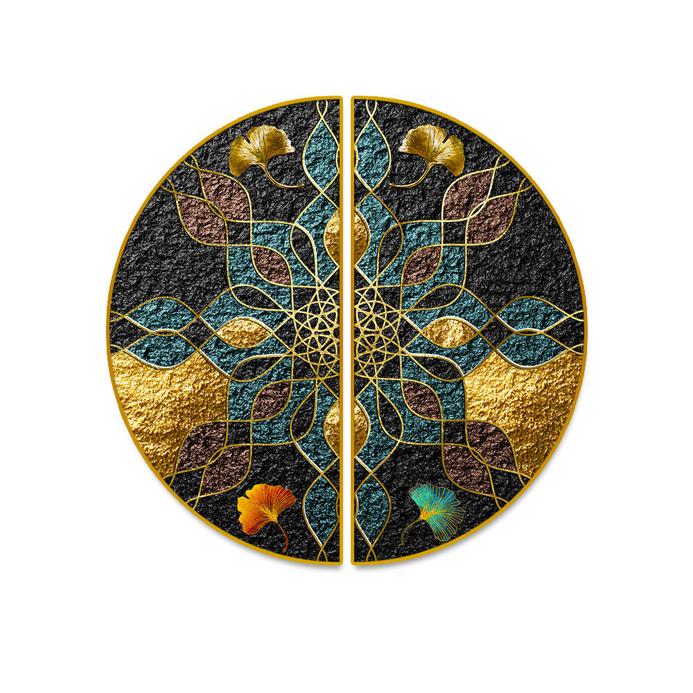 Abstract Geometry, Color Piece, Porch, Golden Background. The Fashion Of Modern Semi Circle Wall Paintings & Art Secondary image