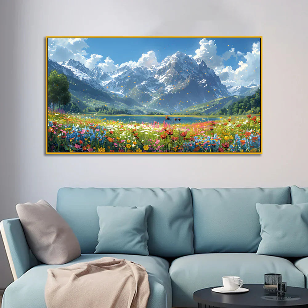 Serene Mountain Landscape Large Nature Canvas Wall Painting Clearance Sale Main image