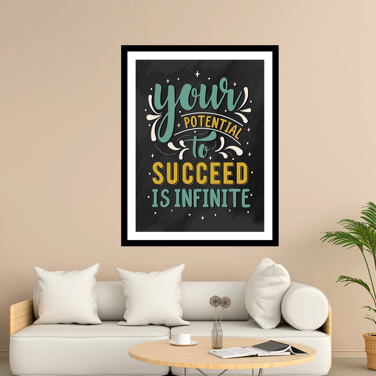 Your Potential Succeed Is Infinite Motivational Posters Wall Frames for Students, Business, Employees, Startup Main image