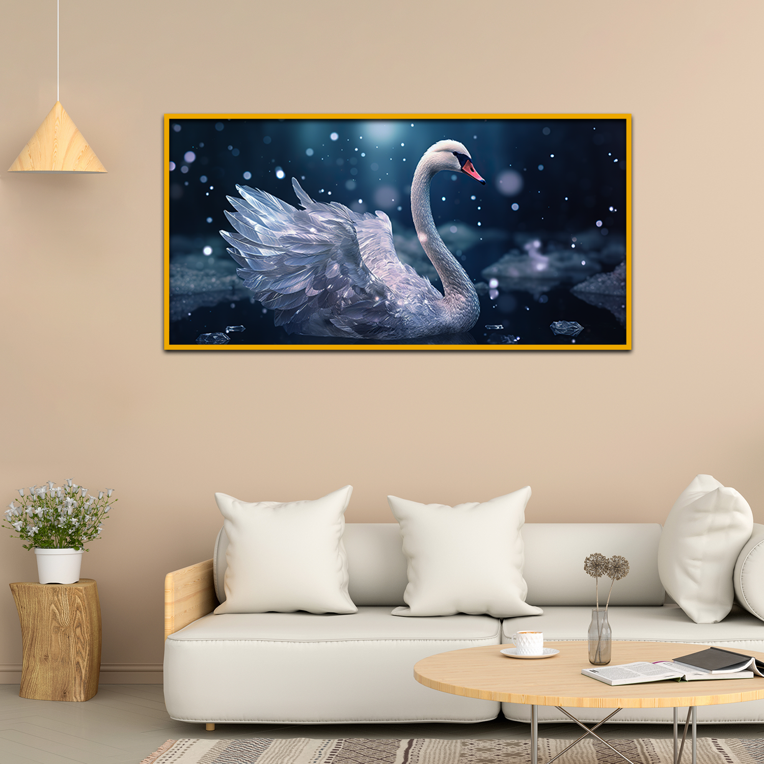 Winter Snow Ice Cold Swan Bird Elegance Beautiful Nature Outdoor Bird Canvas Wall Paintings Main image