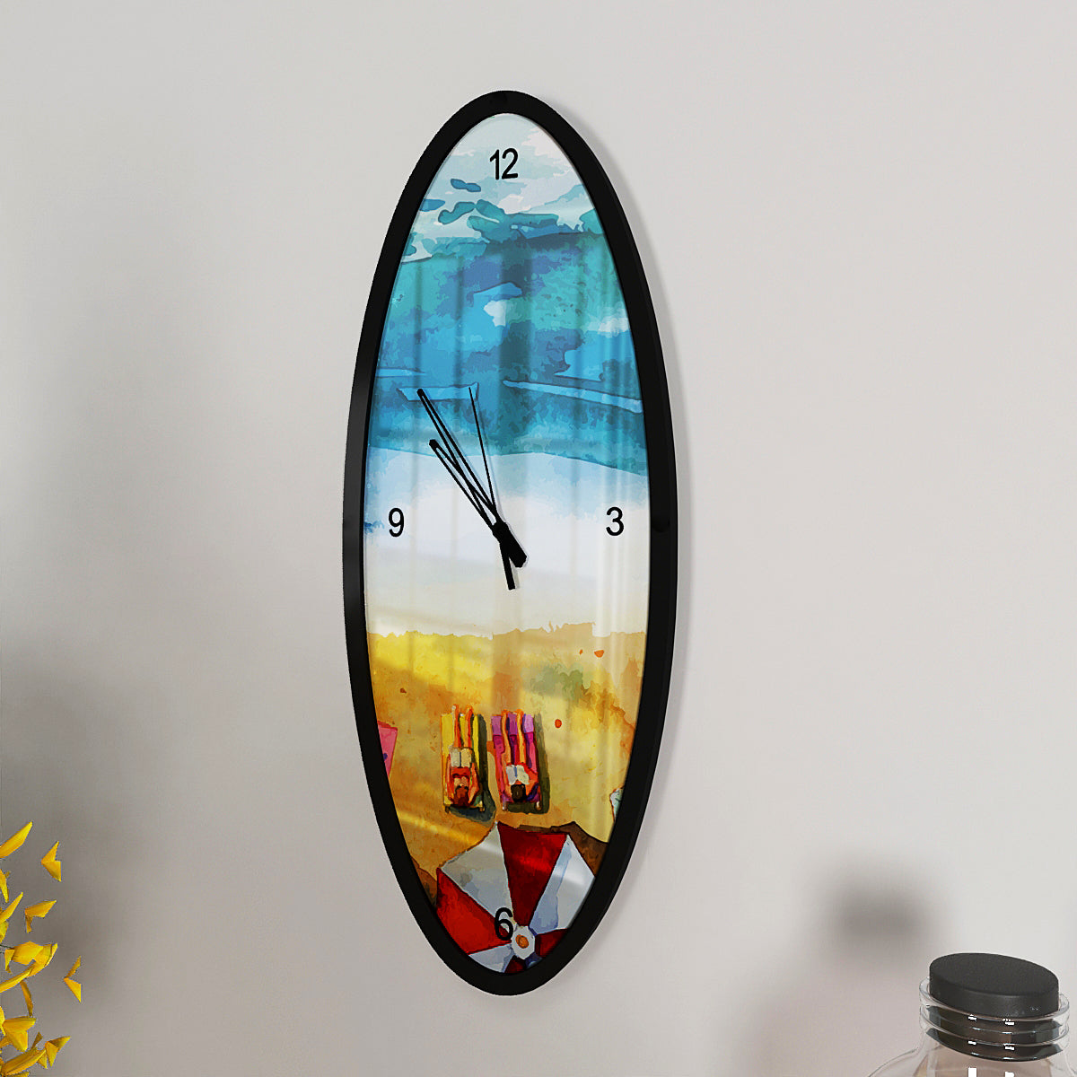 Beach Vibes Wooden Oval Wall Clock Main image