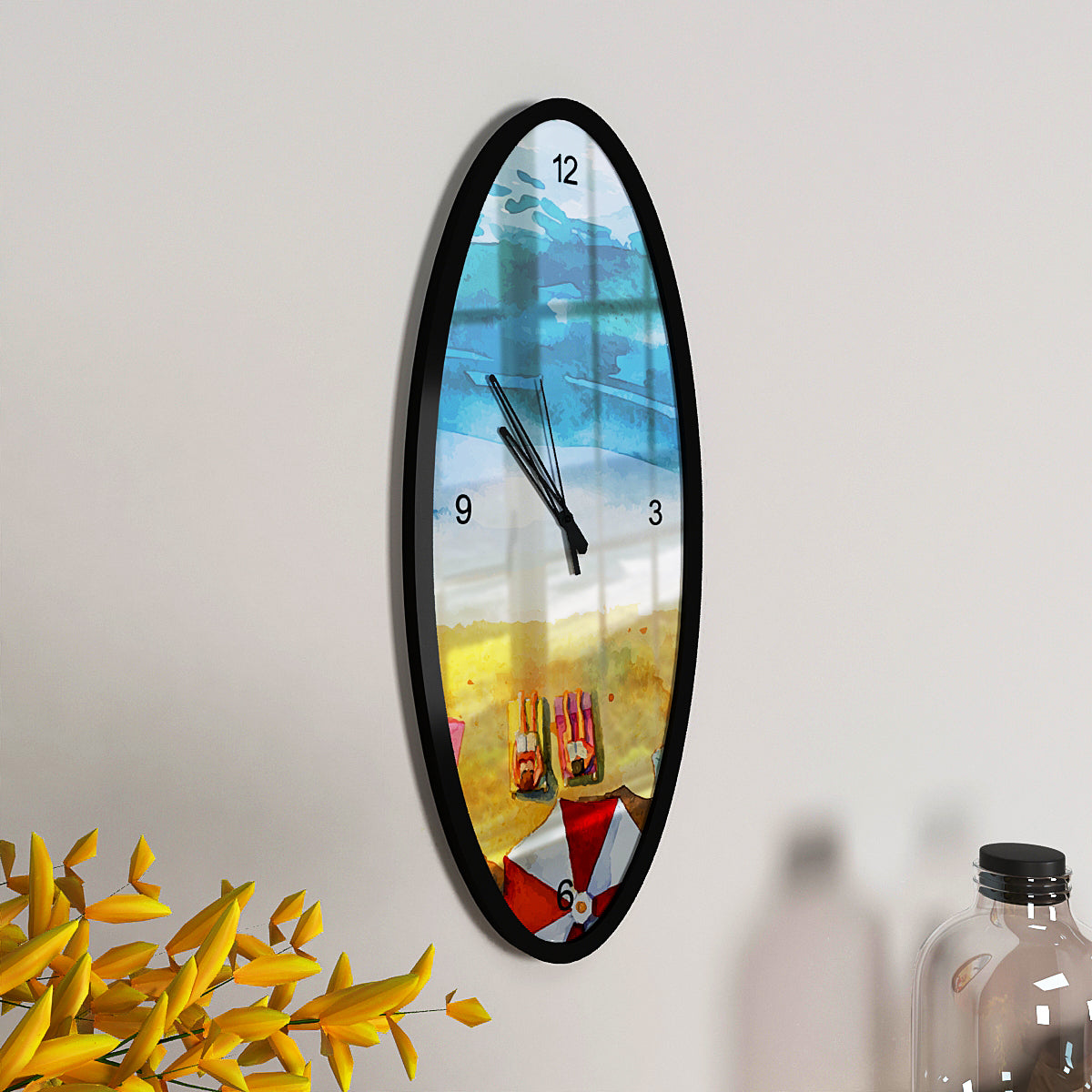 Beach Vibes Wooden Oval Wall Clock Secondary image