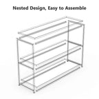 3-Tier White Marble Console Table with Golden Finish