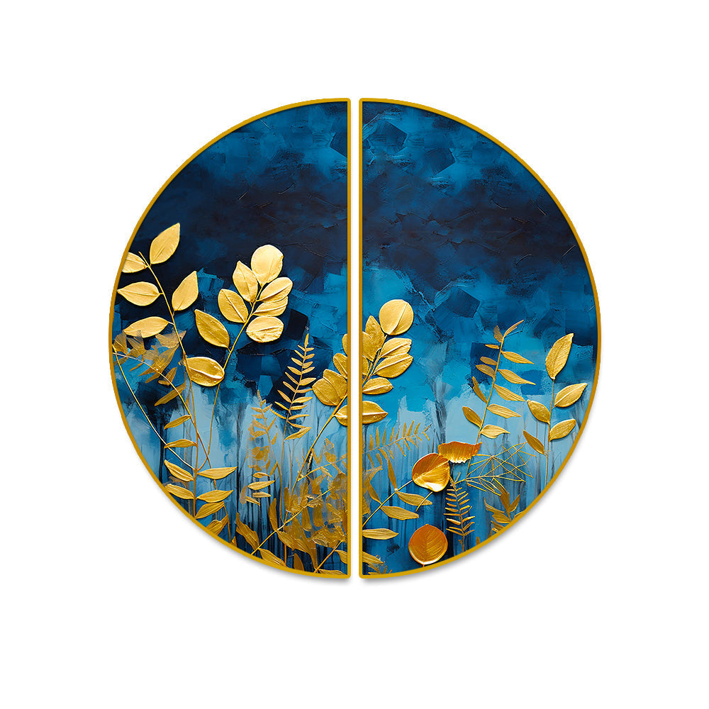 Abstract Porch Golden Background Art Semi Circle Frames Set Of 2 Secondary image