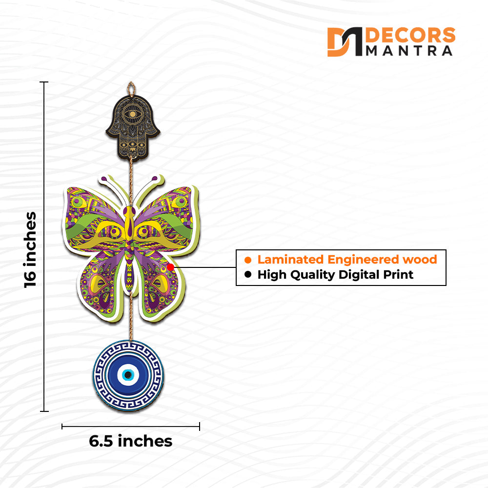 Wooden Butterfly Evil Eye Wall Hanging for Wall Decor Secondary image