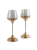 White Glass Candle Holder and Planter with Stand set of 2