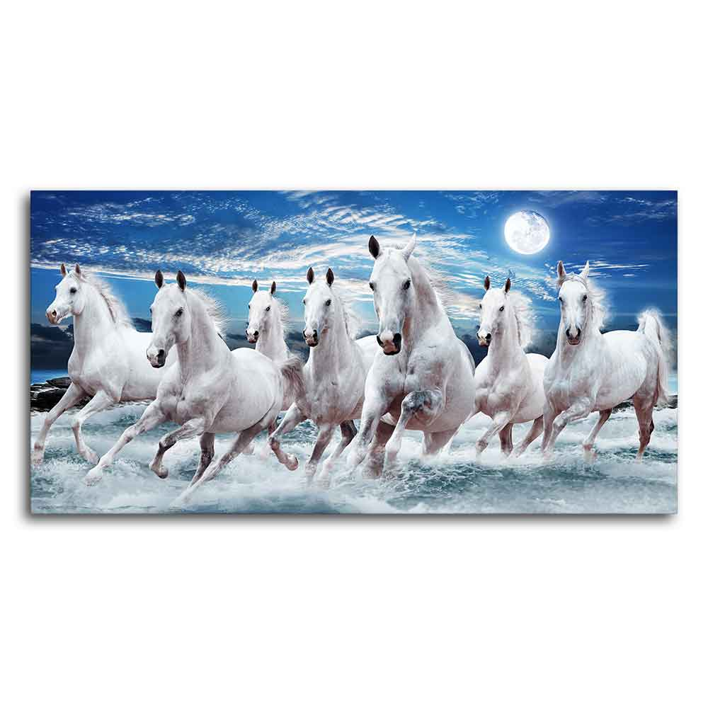 Seven Running Horses Custom Wall Painting in Water Secondary image