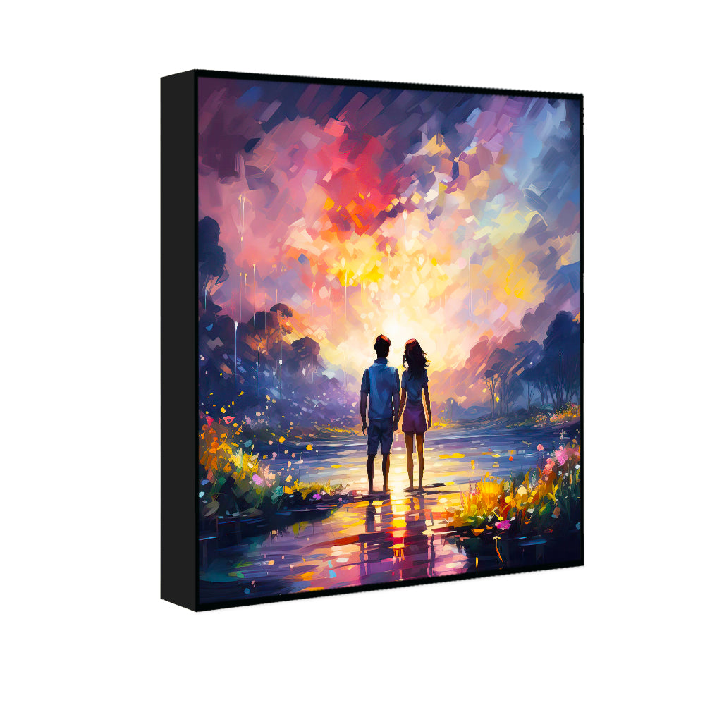 A Scene of Friends Embracing and Laughing Together Canvas Wall Paintings & Arts Secondary image